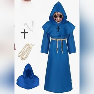 NWT Blue Hooded Monk Costume for Adults